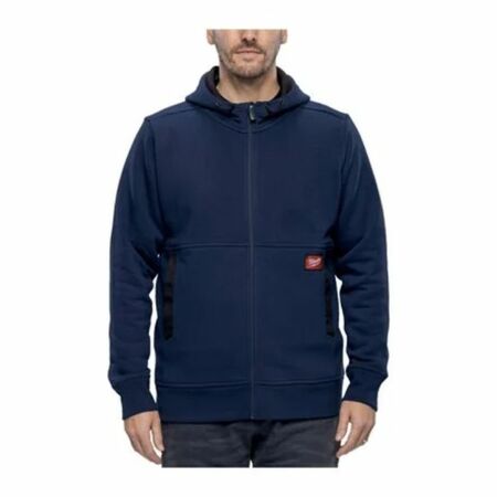 Felpa da lavoro Milwaukee Gridiron, chiusura full zip con cappuccio, tessuto traspirante antistrappo, taglia L, colore Blu