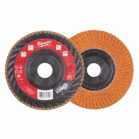 Disco lamellare FLAP CERA TURBO 125 mm Milwaukee per acciaio e alluminio, disco ibrido in ceramica, diametro 125 mm, grana 80
