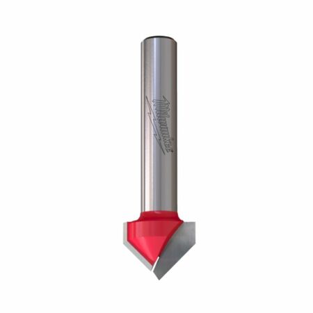 Fresa per intagli a V RTR B S8 V-Groove Milwaukee per incisione e smussi legno, angolo taglio 90, dimensioni 16x52,8 mm, altezza taglio 12,7/8 mm