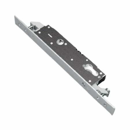Serratura verticale da infilare 1412S Omec per montante, entrata 25 mm, alto e basso, frontale 300x16 mm, finitura Acciaio Inox