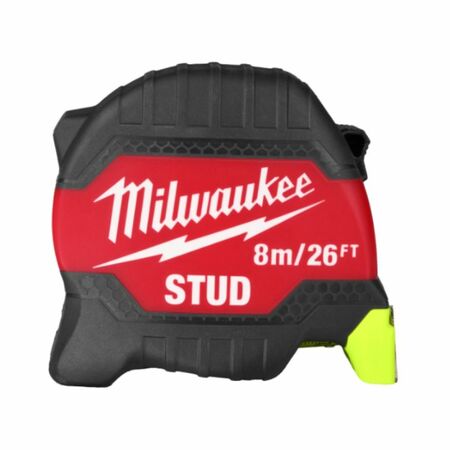 Flessometro magnetico serie Stud Milwaukee, con nastro rinforzato, larghezza lama 33 mm, lunghezza 8000 mm-26 piedi