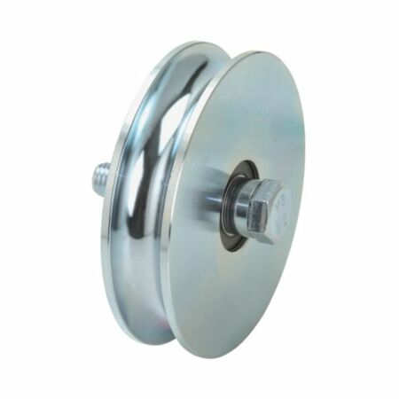 Ruota gola tonda 405.120 Combi Arialdo per cancello scorrevole, diametro 120 mm, spessore 28 mm, foro 14 mm, 2 cuscinetti a sfera, portata 430 Kg, Acciaio finitura Zincato