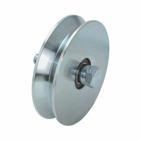 Ruota gola V 407.120 Combi Arialdo per cancello scorrevole, diametro 120 mm, spessore 28 mm, foro 14 mm, con 2 cuscinetti a sfera, portata 430 Kg, Acciaio finitura Zincato