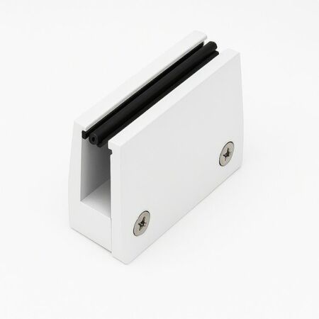 Supporto a pinza 2201 Master per balconi in vetro, dimensione 70x60x29 mm, spessore massimo 11,5 mm, Alluminio finitura Bianco