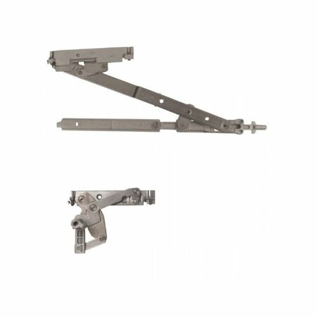 Kit cerniera e braccio Magicube 130 tipo corto 1210L Fapim per anta ribalta, sinistro, profilo CU, portata Kg 130, Acciaio Inox