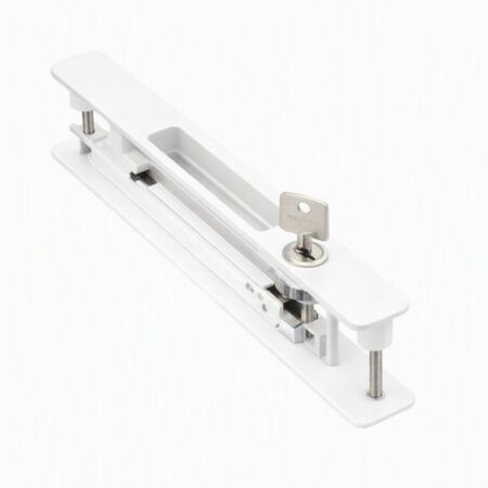 Maniglia incasso doppia Inner 6458 per scorrevole, con serratura, dimensione 195x24 mm, Alluminio e Zama finitura Bianco
