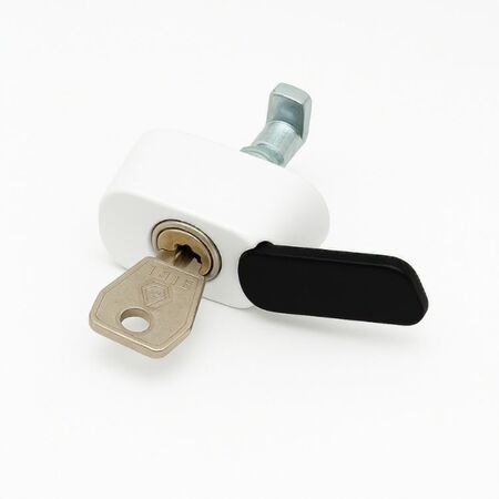 Serratura con cilindro Clarck 3022 Master per serramento, con chiave, dimensione 19x38x20 mm, Zama finitura Bianco Ral 9010
