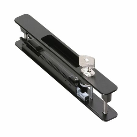 Maniglia incasso doppia Inner 6458 per scorrevole, con serratura, dimensione 195x24 mm, Alluminio e Zama finitura Nero Opaco