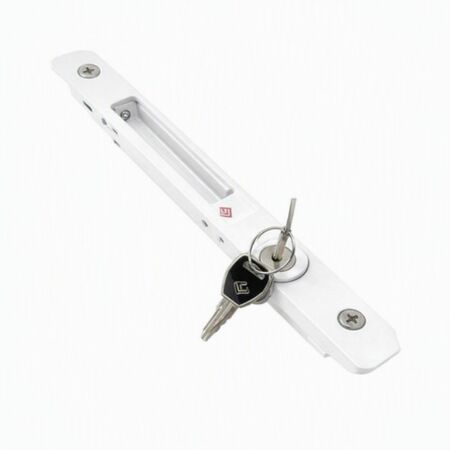 Maniglia incasso Inner 6448 per scorrevole, con serratura, dimensione 195x24 mm, Alluminio e Zama finitura Bianco