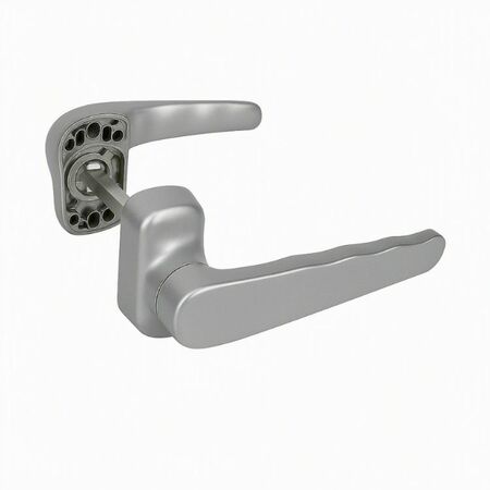 Maniglia Comfort ribassata 3063 Master, con rosetta e molla, dimensione 31x67 mm, Alluminio finitura K Sati Inox Satinato