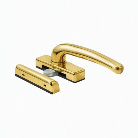 Maniglia a tavellino Click 3042 Master per finestra, con nasello ed incontro, Alluminio e Zama finitura KGold Oro Lucido