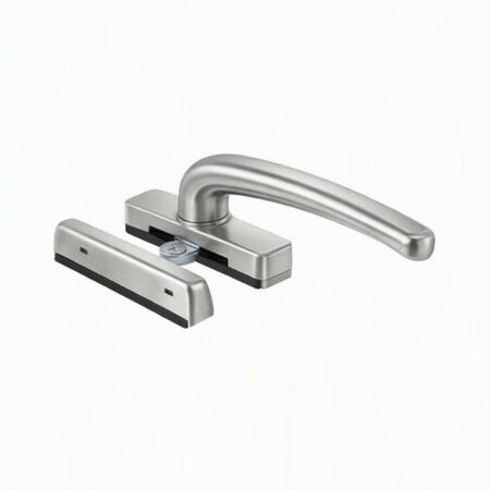 Maniglia a tavellino Click 3042 Master per finestra, con nasello ed incontro, Alluminio e Zama finitura KSati Inox Satinato