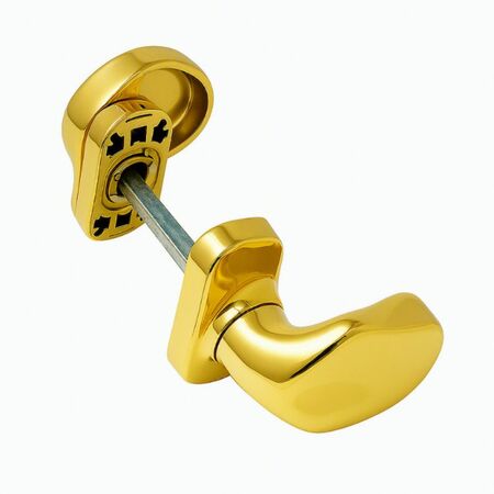 Pomolo doppio Spin 3064.1 Master, con rosetta ovale e molla, dimensione 31x67 mm, Alluminio finitura KGold Oro Lucido
