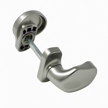 Pomolo doppio Spin 3064.1 Master, con rosetta ovale e molla, dimensione 31x67 mm, Alluminio finitura KSati Inox Satinato
