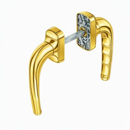 Martellina con doppia impugnatura Comfort 3070.10 Master per serramento, spessore massimo 64 mm, Alluminio finitura KGold Oro Lucido