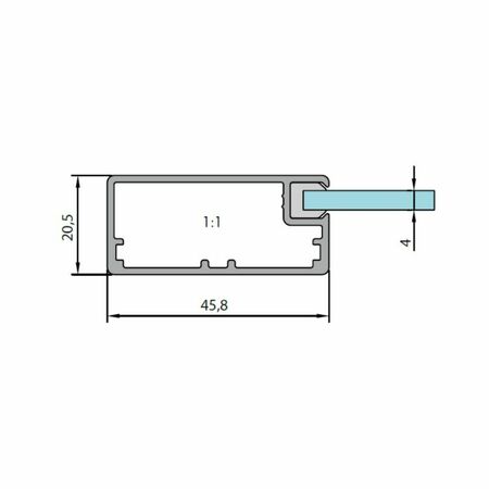 Profilo in allumino SAS006 Alu-Style per ante su misura, dimensione 20,5x45,8 mm, guarnizione per vetro da 4 mm, materiale Alluminio