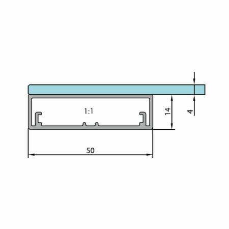 Profilo in allumino SAS808 Alu-Style per ante su misura, dimensione 14x50 mm, guarnizione per vetro da 4 mm, materiale Alluminio