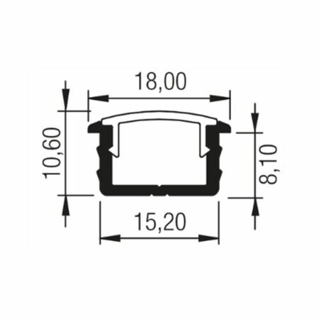 Lampada Led Berna Due Gi Light su misura per ambienti e mobile, dimensione 18x10,60 mm, tensione 24V, materiale Alluminio