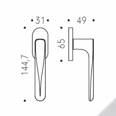 Maniglia martellina Dk Robot6 ID82 DK/SM Colombo Design per serramento, rosetta ovale, finitura Cromat