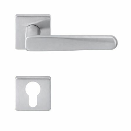 Maniglia Robot6 S ID 91 RY Colombo Design per porta, rosetta e bocchetta quadra dimensione 50x50 mm, foro Yale, finitura Cromat