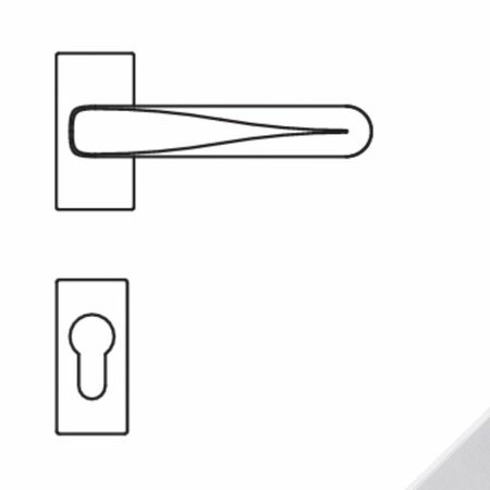 Maniglia Robot6 S ID91 RSMY Colombo Design per porta, rosetta e bocchetta rettangolare 63,5x28x7,5 mm, foro Yale, finitura Cromat