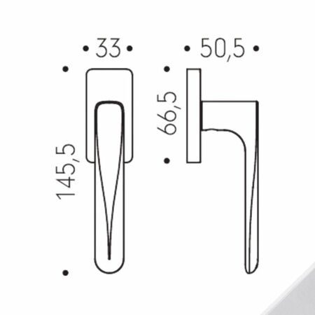 Maniglia martellina Dk Robot6 S ID92 DK/SM Colombo Design per serramento, rosetta rettangolare, finitura Cromat
