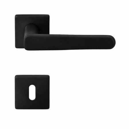 Maniglia Robot6 S ID 91 R Colombo Design per porta, rosetta e bocchetta quadra dimensione 50x50 mm, foro Patent, finitura Neromat