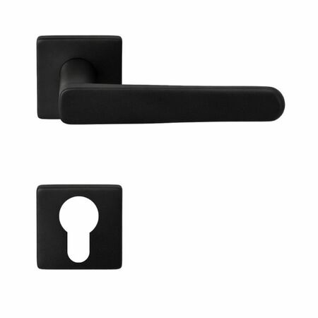 Maniglia Robot6 S ID 91 RY Colombo Design per porta, rosetta e bocchetta quadra dimensione 50x50 mm, foro Yale, finitura Neromat
