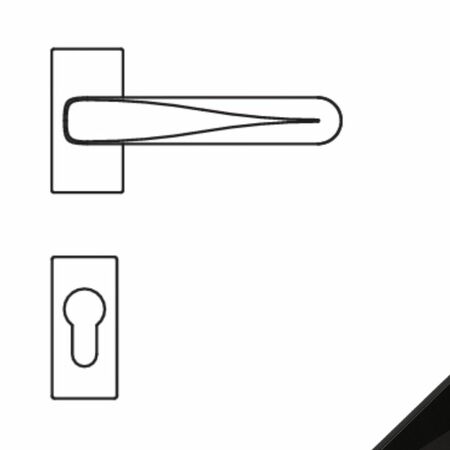 Maniglia Robot6 S ID91 RSMY Colombo Design per porta, rosetta e bocchetta rettangolare 63,5x28x7,5 mm, foro Yale, finitura Neromat