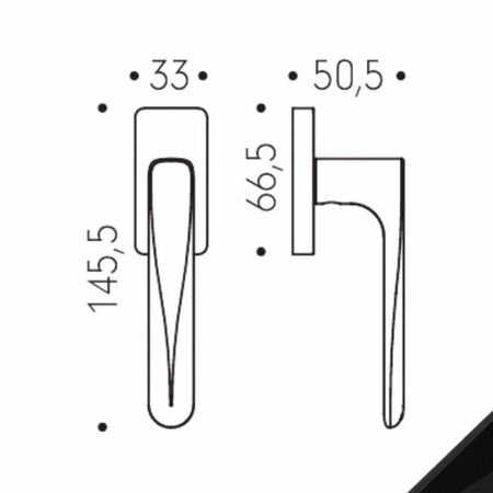 Maniglia martellina Dk Robot6 S ID92 DK/SM Colombo Design per serramento, rosetta rettangolare, finitura Neromat