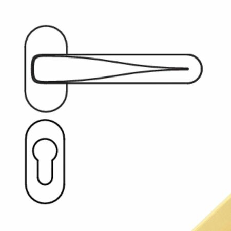 Maniglia Robot6 ID81 RSMY Colombo Design per porta, rosetta e bocchetta ovale 62x28x7,5 mm, foro Yale, finitura Oromat