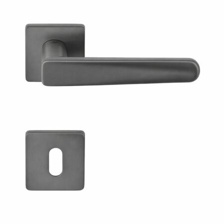 Maniglia Robot6 S ID 91 R Colombo Design per porta, rosetta e bocchetta quadra dimensione 50x50 mm, foro Patent, finitura Grafite Mat