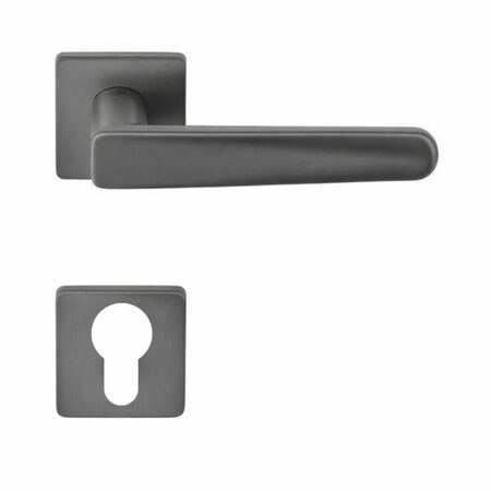Maniglia Robot6 S ID 91 RY Colombo Design per porta, rosetta e bocchetta quadra dimensione 50x50 mm, foro Yale, finitura Grafite Mat