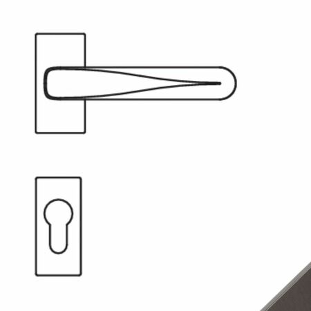 Maniglia Robot6 S ID91 RSMY Colombo Design per porta, rosetta e bocchetta rettangolare 63,5x28x7,5 mm, foro Yale, finitura Grafite Mat