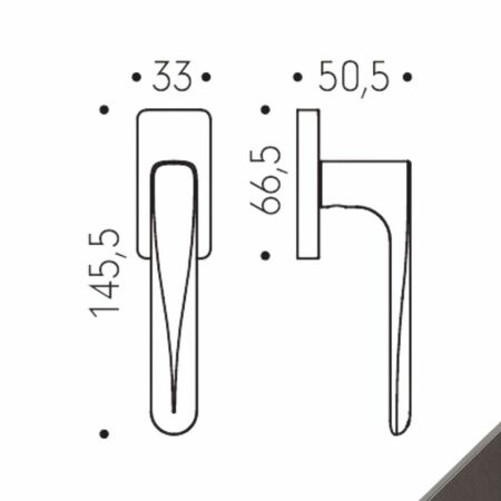 Maniglia martellina Dk Robot6 S ID92 DK/SM Colombo Design per serramento, rosetta rettangolare, finitura Grafite Mat