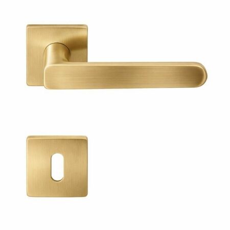 Maniglia Robot6 S ID 91 R Colombo Design per porta, rosetta e bocchetta quadra dimensione 50x50 mm, foro Patent, finitura Oromat