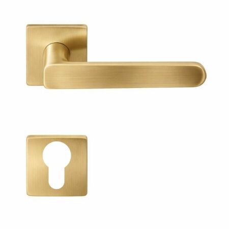 Maniglia Robot6 S ID 91 RY Colombo Design per porta, rosetta e bocchetta quadra dimensione 50x50 mm, foro Yale, finitura Oromat