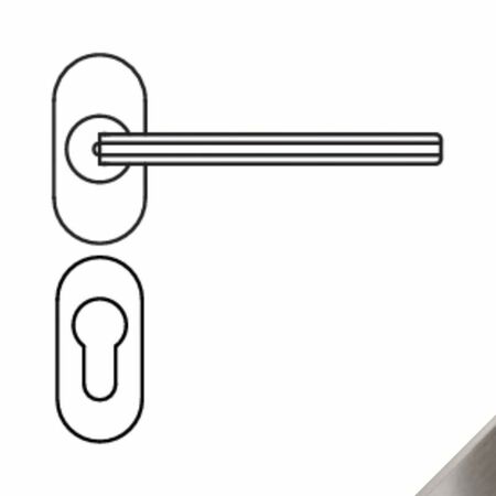 Maniglia Laconica AM41RSMY Colombo Design per porta, rosetta e bocchetta ovale dimensione 62x28 mm, foro Yale, finitura Zirconium HPS