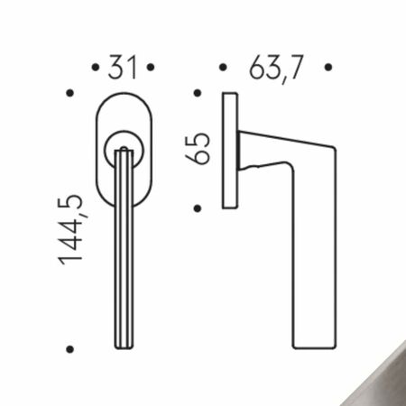 Maniglia martellina Dk Laconica AM42 DK/SM Colombo Design per serramento, rosetta ovale, finitura Zirconium HPS