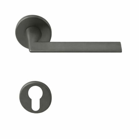 Maniglia Laconica AM41RY Colombo Design per porta, rosetta e bocchetta tonda diametro 50 mm, foro Yale, finitura Grafite Mat