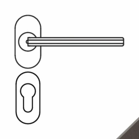 Maniglia Laconica AM41RSMY Colombo Design per porta, rosetta e bocchetta ovale dimensione 62x28 mm, foro Yale, finitura Grafite Mat
