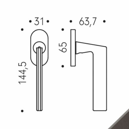 Maniglia martellina Dk Laconica AM42 DK/SM Colombo Design per serramento, rosetta ovale, finitura Grafite Mat