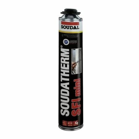 Silicone sigillante Soudatherm SFI Mini Soudal per vetrazione e serramento, formato 750 ml, finitura Grigio