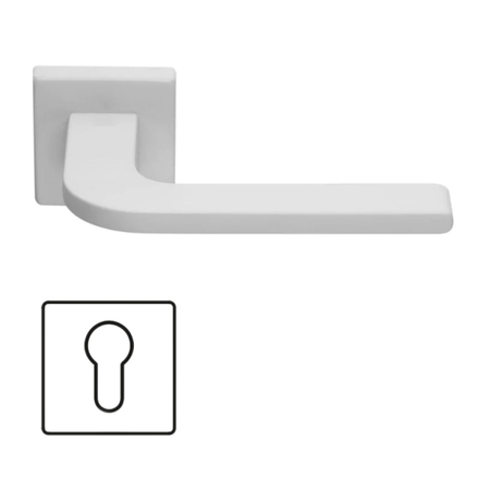 Maniglia Linea-Q 401 DoorXe per porta, rosetta e bocchetta quadra 50x7 mm foro yale, Zama finitura Bianco Opaco