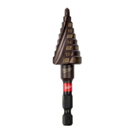 Fresa Shockwave Milwaukee per avvitatore a impulso, 9 gradini, attacco 1/4 esagonale, misura 4-20 mm, materiale Nitruro di Alluminio e Titanio