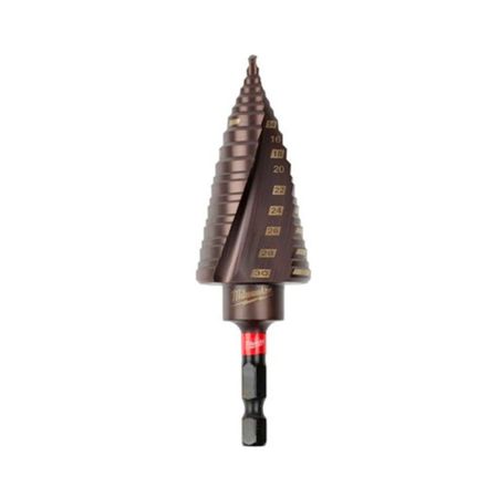 Fresa Shockwave Milwaukee per avvitatore a impulso, 12 gradini, attacco 1/4 esagonale, misura 4-30 mm, materiale Nitruro di Alluminio e Titanio