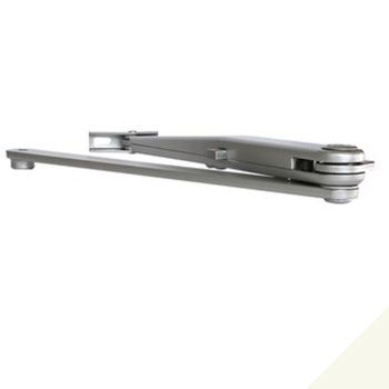 Braccio a compasso DCL193 Assa Abloy, con fermo inseribile,  per chiudiporta serie DC300, finitura Bianco Ral 9016