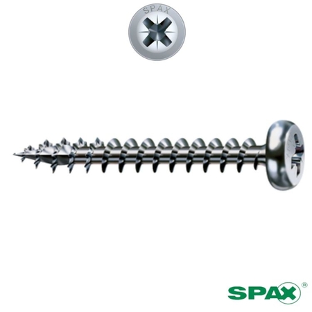 Vite TC ABC Spax per legno, impronta croce PZ, filetto totale, dimensioni 4,5x30 mm, finitura Argento Wirox