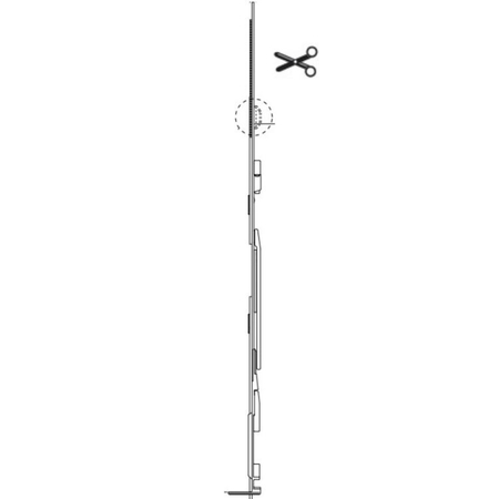 Catenaccio Euronut A51525.11.04 Artech Agb per la seconda anta del serramento, mano destra con leva 180 gradi, altezza 994-1210 mm