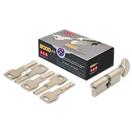 Cilindro 5000 PS Agb profilo Europeo CA2016.60.85, pomolo-chiave, lunghezza 155 mm P65/90, finitura Nichelato Opaco